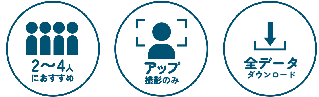 2〜4人におすすめ・アップ撮影のみ・全データダウンロード